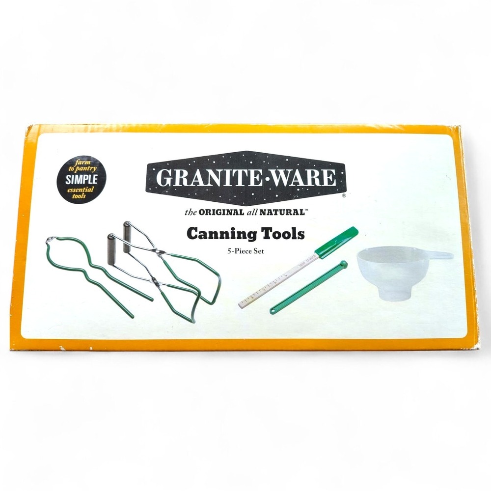 Granite Ware 5 Piece Home Canning Tool Set Kit Jar Lifter Funnel Wrench Green